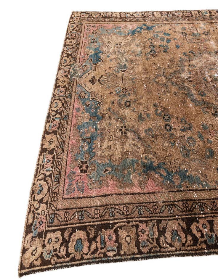 Detail image of 5' 10 x 9' 7  Hand Knotted Ultra Vintage Persian Wool Rug