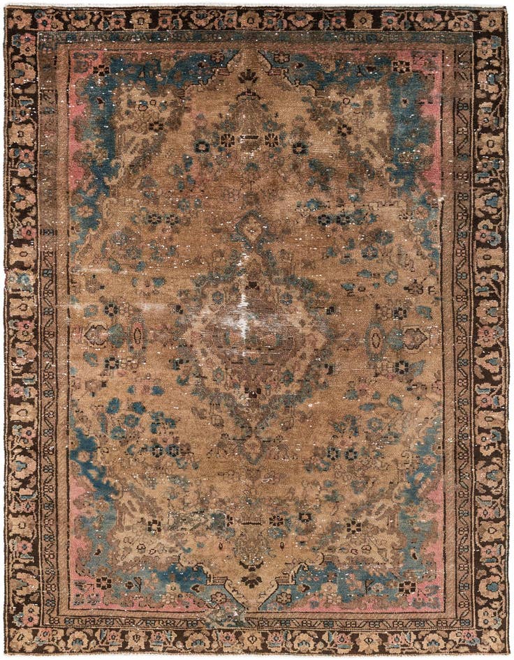 Detail image of 5' 10 x 9' 7 Hand Knotted Ultra Vintage Persian Wool Rug
