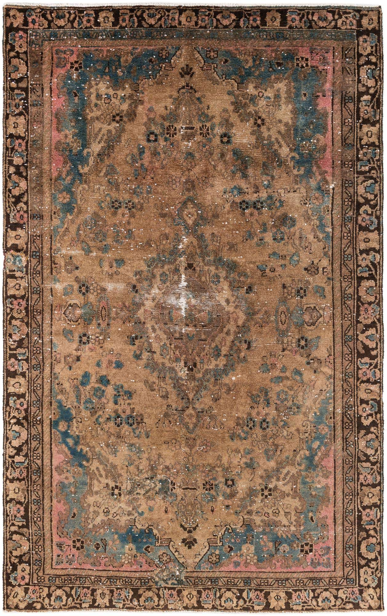 5' 10 x 9' 7 Hand Knotted Ultra Vintage Persian Wool Rug