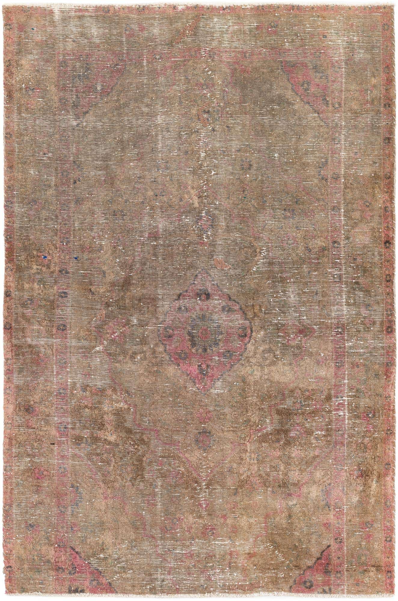 4' 4 x 6' 8 Hand Knotted Ultra Vintage Persian Wool Rug