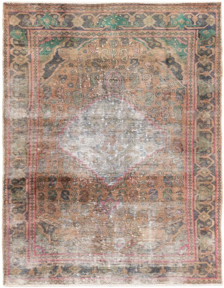 Detail image of 3' 9 x 6' 7 Hand Knotted Ultra Vintage Persian Wool Rug