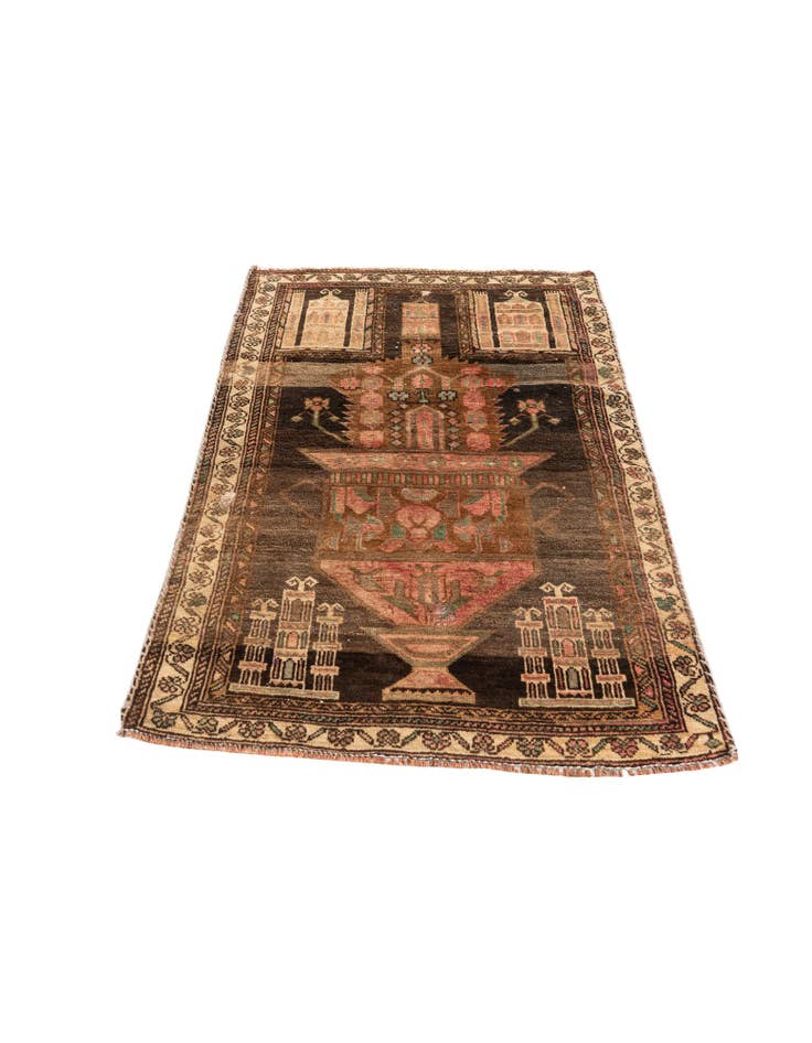 Detail image of 2' 9 x 4' 2  Hand Knotted Ultra Vintage Persian Wool Rug