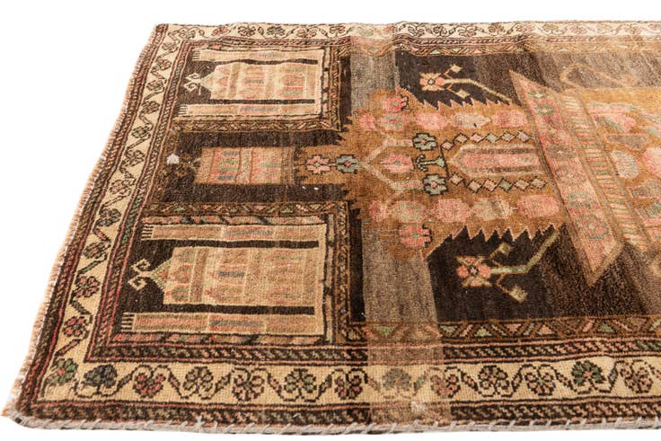 Detail image of 85cm x 125cm anudado a mano Ultra Vintage Alfombra Persa Lana