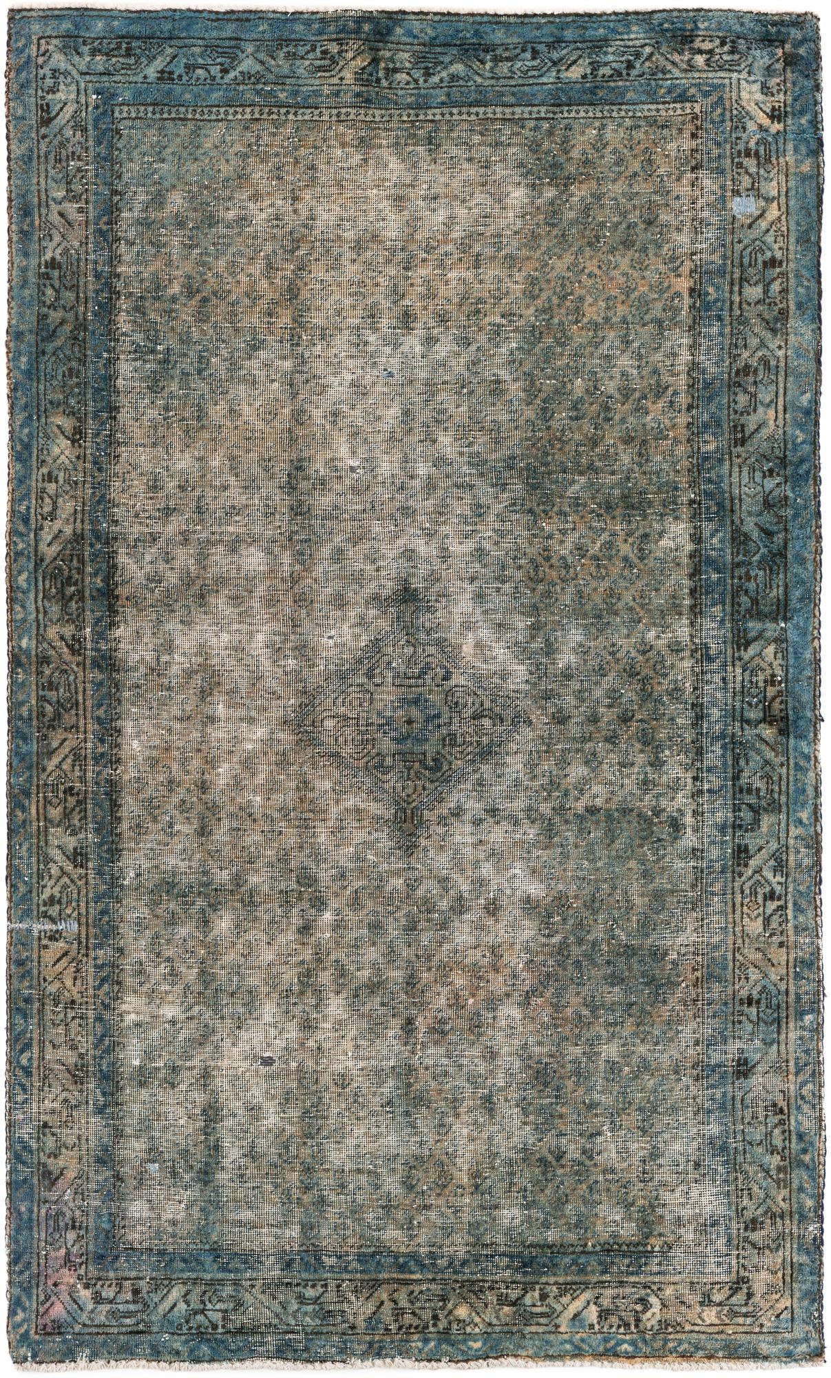 4' 1 x 6' 9 Hand Knotted Ultra Vintage Persian Wool Rug
