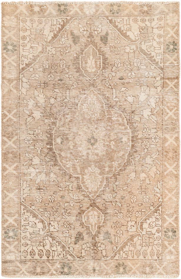 Detail image of 3' 4 x 5' Hand Knotted Ultra Vintage Persian Wool Rug