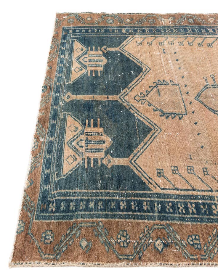 Detail image of 4' 3 x 7'  Hand Knotted Ultra Vintage Persian Wool Rug