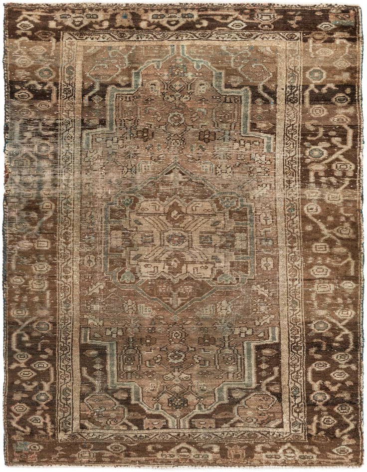 Detail image of 3' 9 x 6' 9 Hand Knotted Ultra Vintage Persian Wool Rug