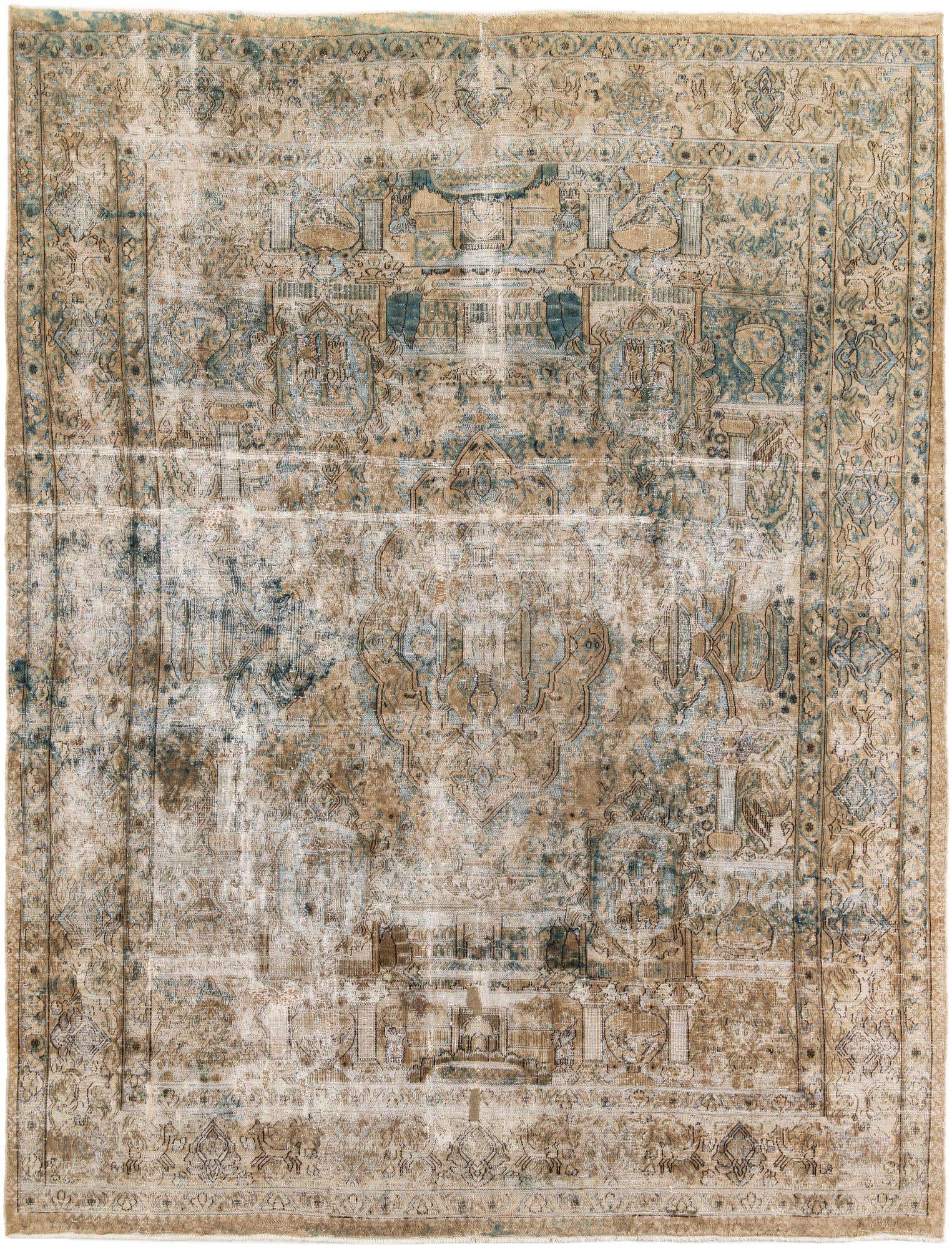 9' 1 x 11' 10 Hand Knotted Ultra Vintage Persian Wool Rug