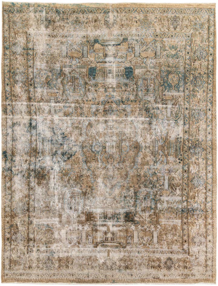 Detail image of 9' 1 x 11' 10 Hand Knotted Ultra Vintage Persian Wool Rug