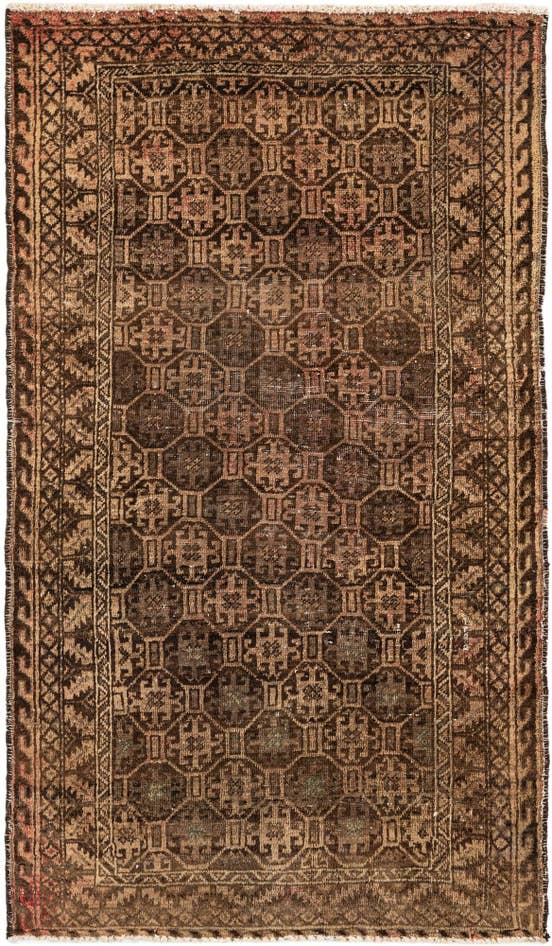 Detail image of 2' 9 x 4' 9 Hand Knotted Ultra Vintage Persian Wool Rug