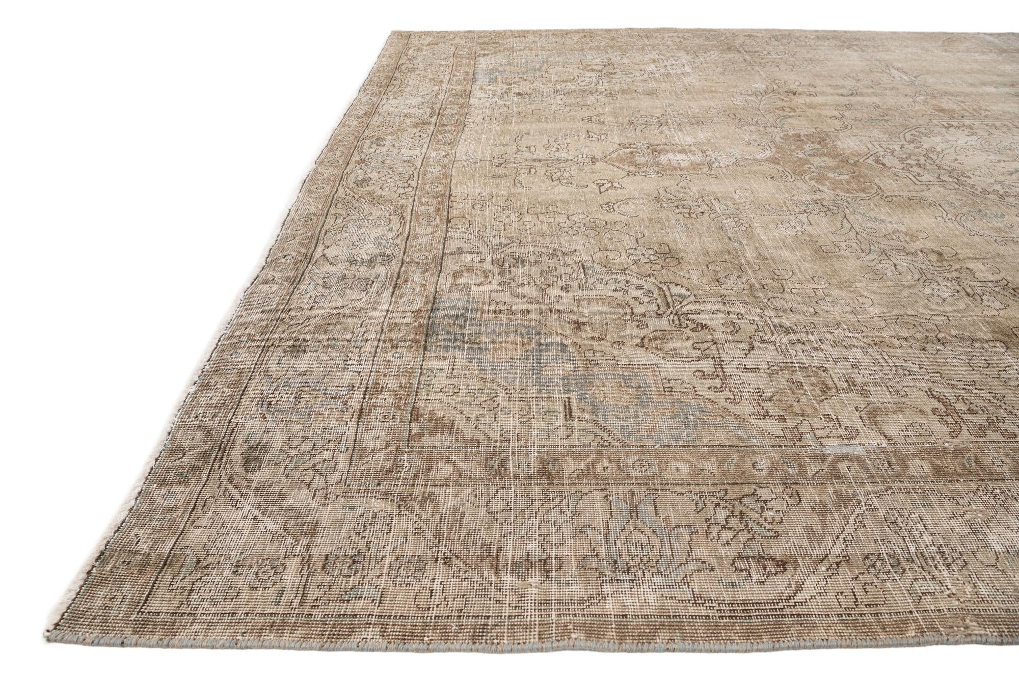 9' 4 x 12' 1 Hand Knotted Ultra Vintage Persian Wool Rug