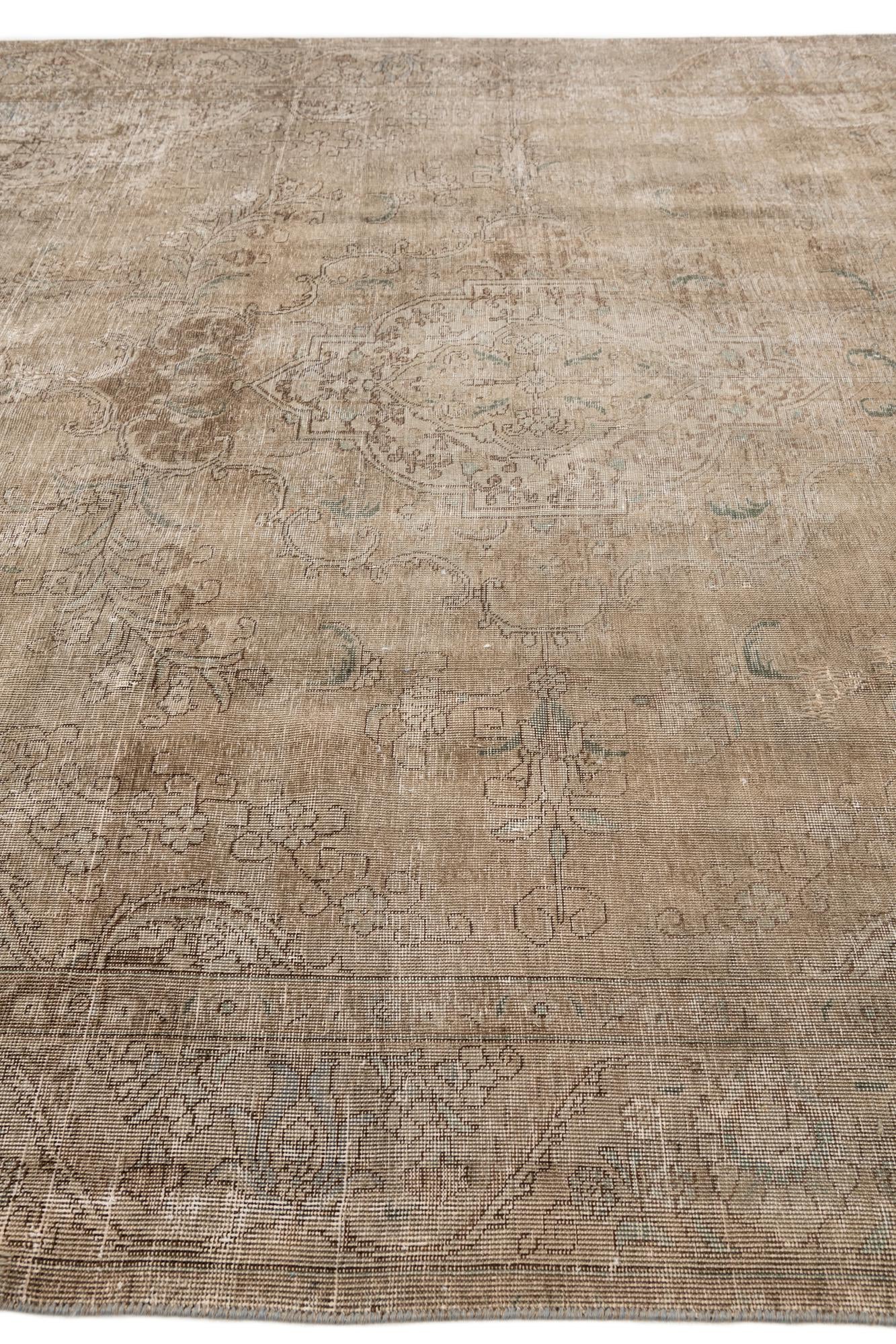 9' 4 x 12' 1 Hand Knotted Ultra Vintage Persian Wool Rug