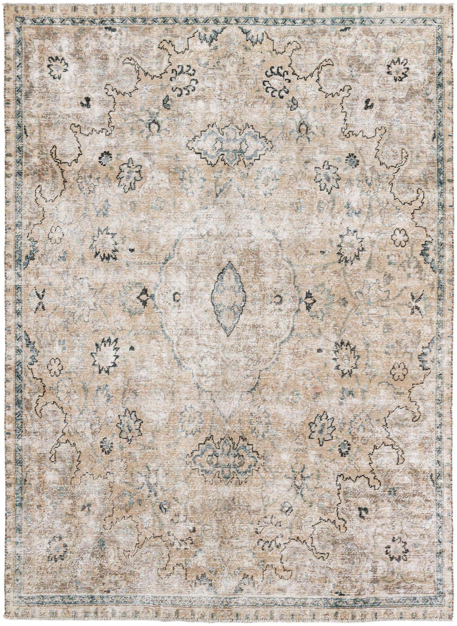 7' x 9' 10 Hand Knotted Ultra Vintage Persian Wool Rug