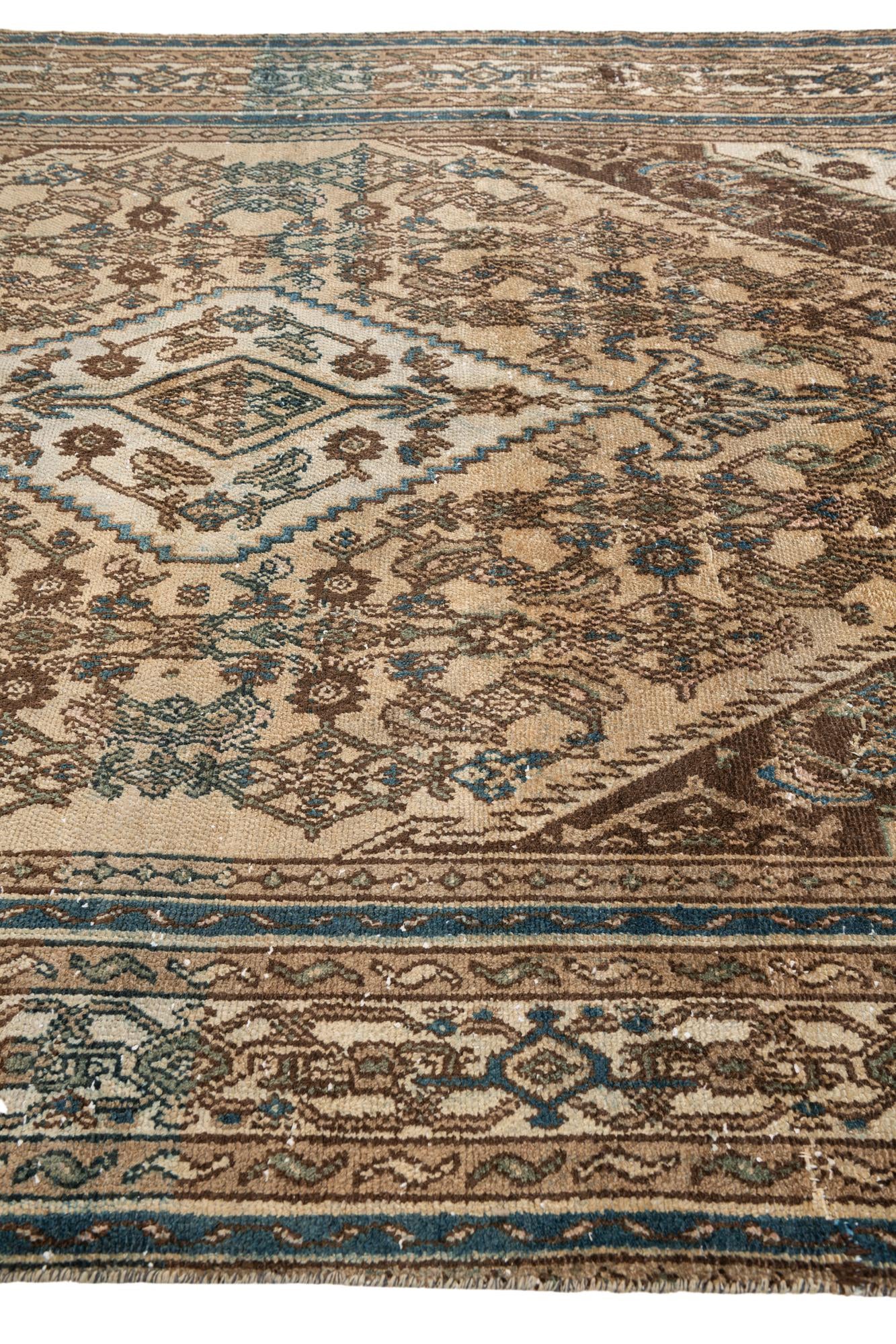 6' 7 x 9' 4 Hand Knotted Ultra Vintage Persian Wool Rug