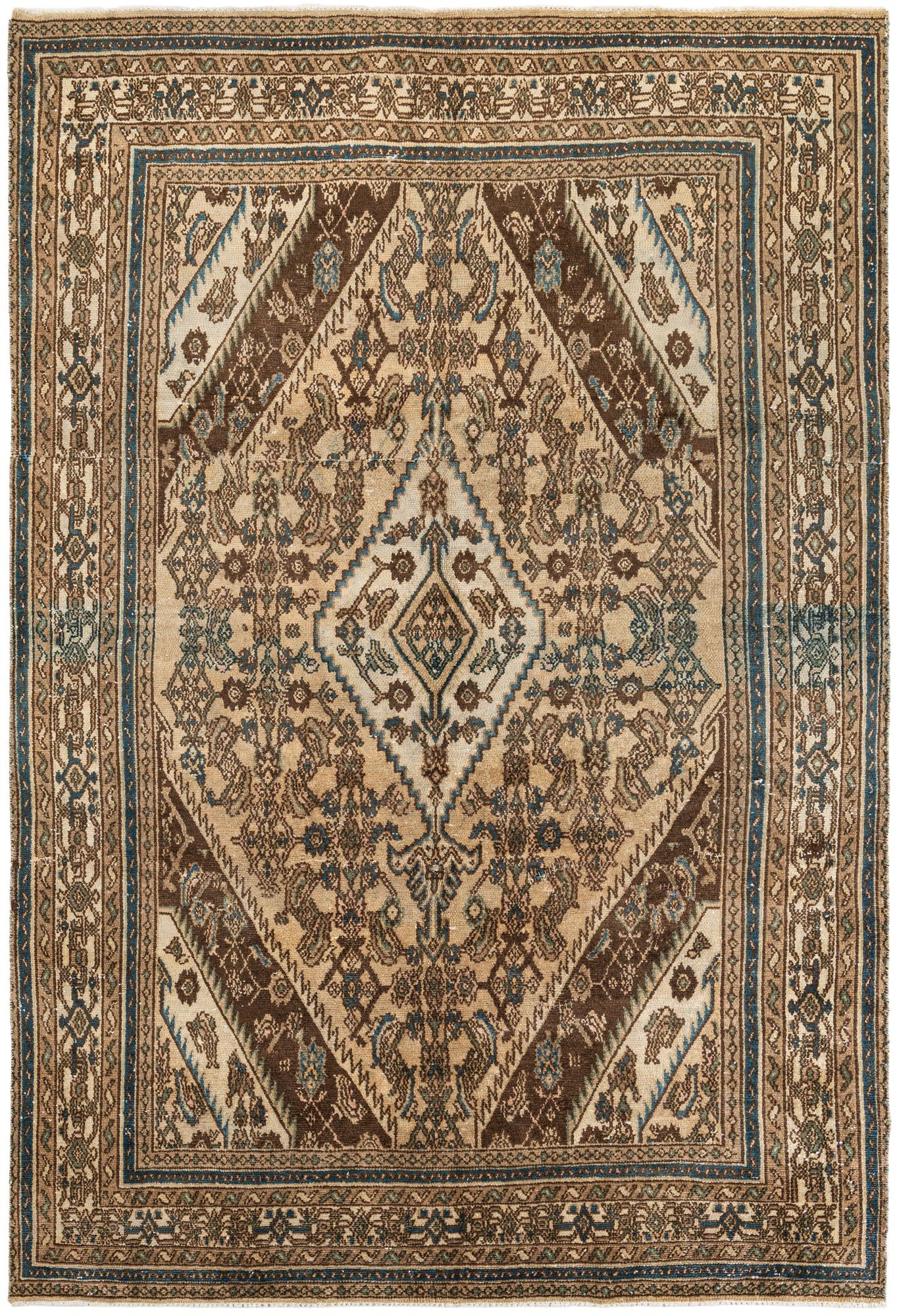 6' 7 x 9' 4 Hand Knotted Ultra Vintage Persian Wool Rug