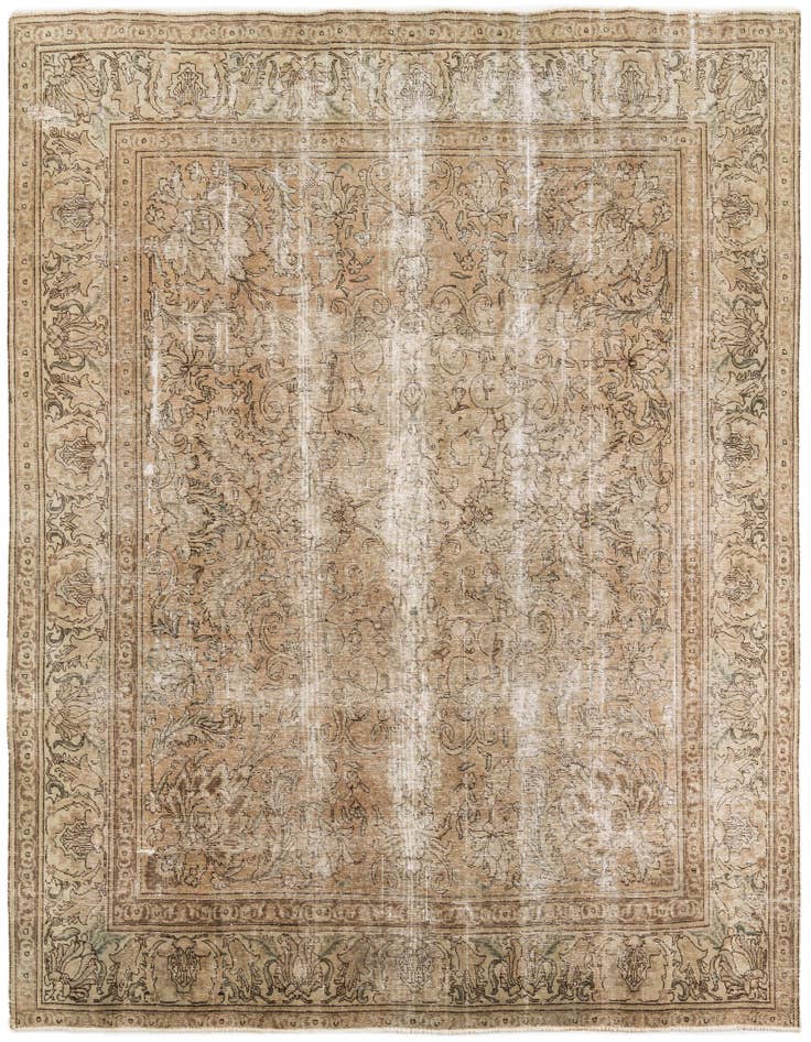 Detail image of 9' 7 x 10' 7 Hand Knotted Ultra Vintage Persian Wool Rug