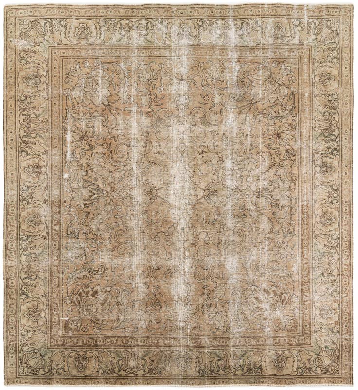 Detail image of 9' 7 x 10' 7 Hand Knotted Ultra Vintage Persian Wool Rug
