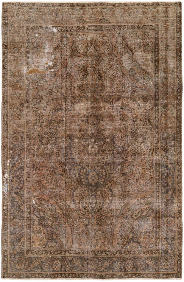 Detail image of 6' 6 x 9' 4 Hand Knotted Ultra Vintage Persian Wool Rug