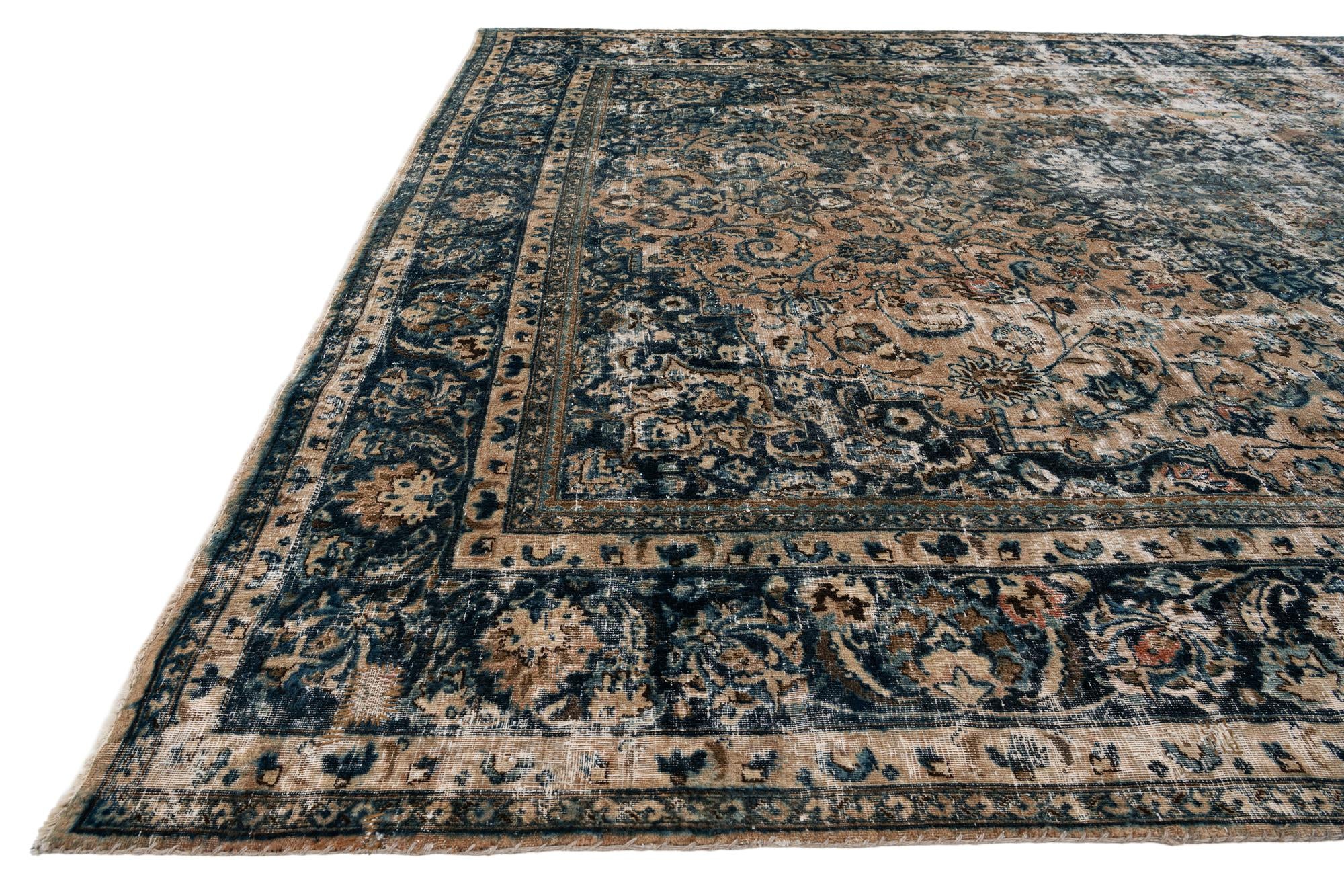 10' x 13' Hand Knotted Ultra Vintage Persian Wool Rug