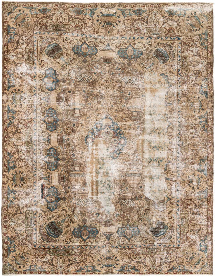 Detail image of 8' 1 x 11' 2 Hand Knotted Ultra Vintage Persian Wool Rug