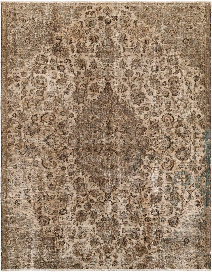 Detail image of 6' 8 x 9' Hand Knotted Ultra Vintage Persian Wool Rug
