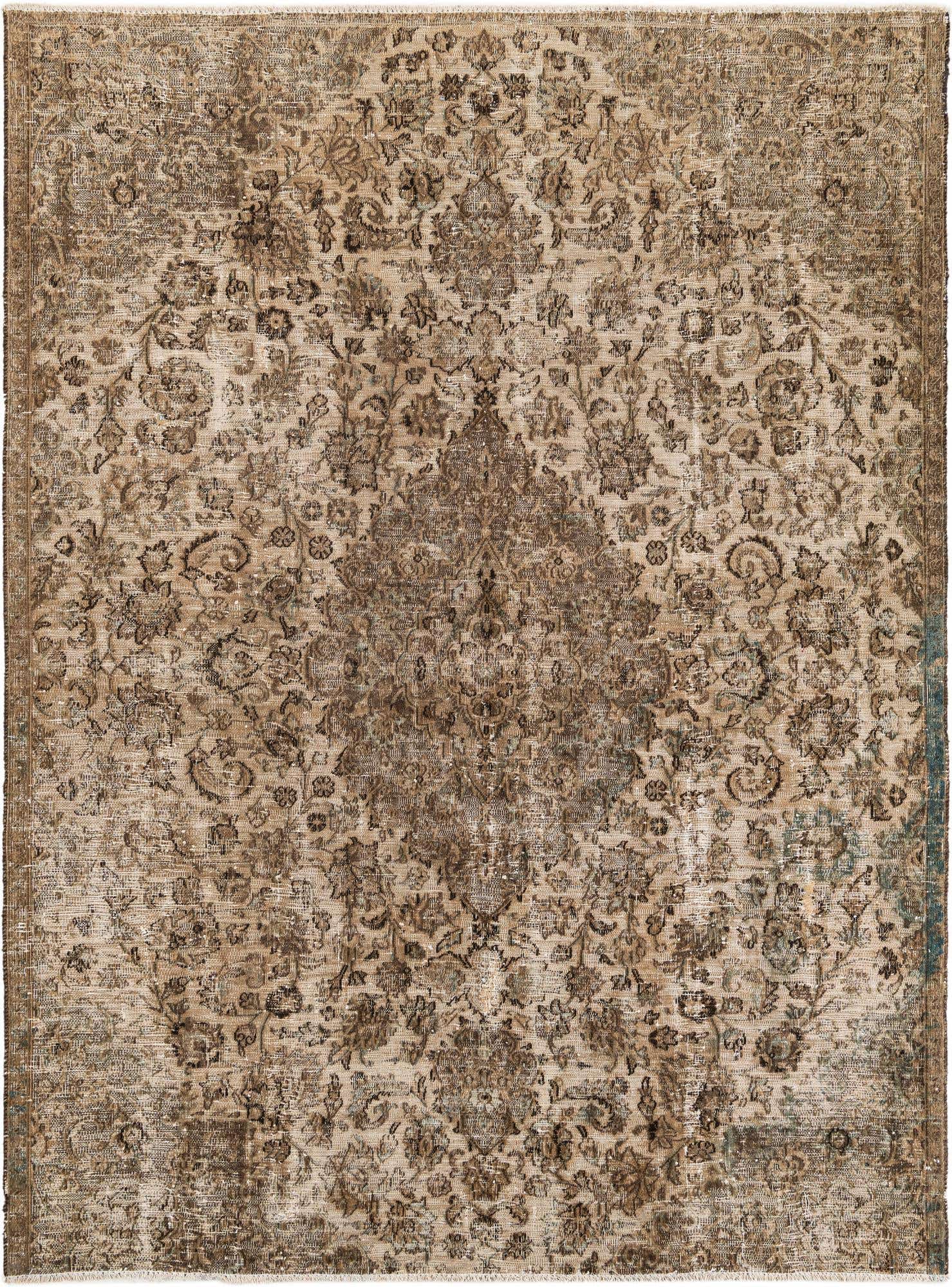 6' 8 x 9' Hand Knotted Ultra Vintage Persian Wool Rug