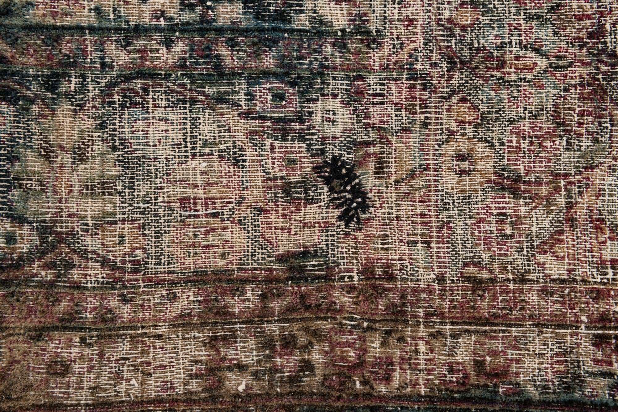 11' x 13' 10 Hand Knotted Ultra Vintage Persian Wool Rug