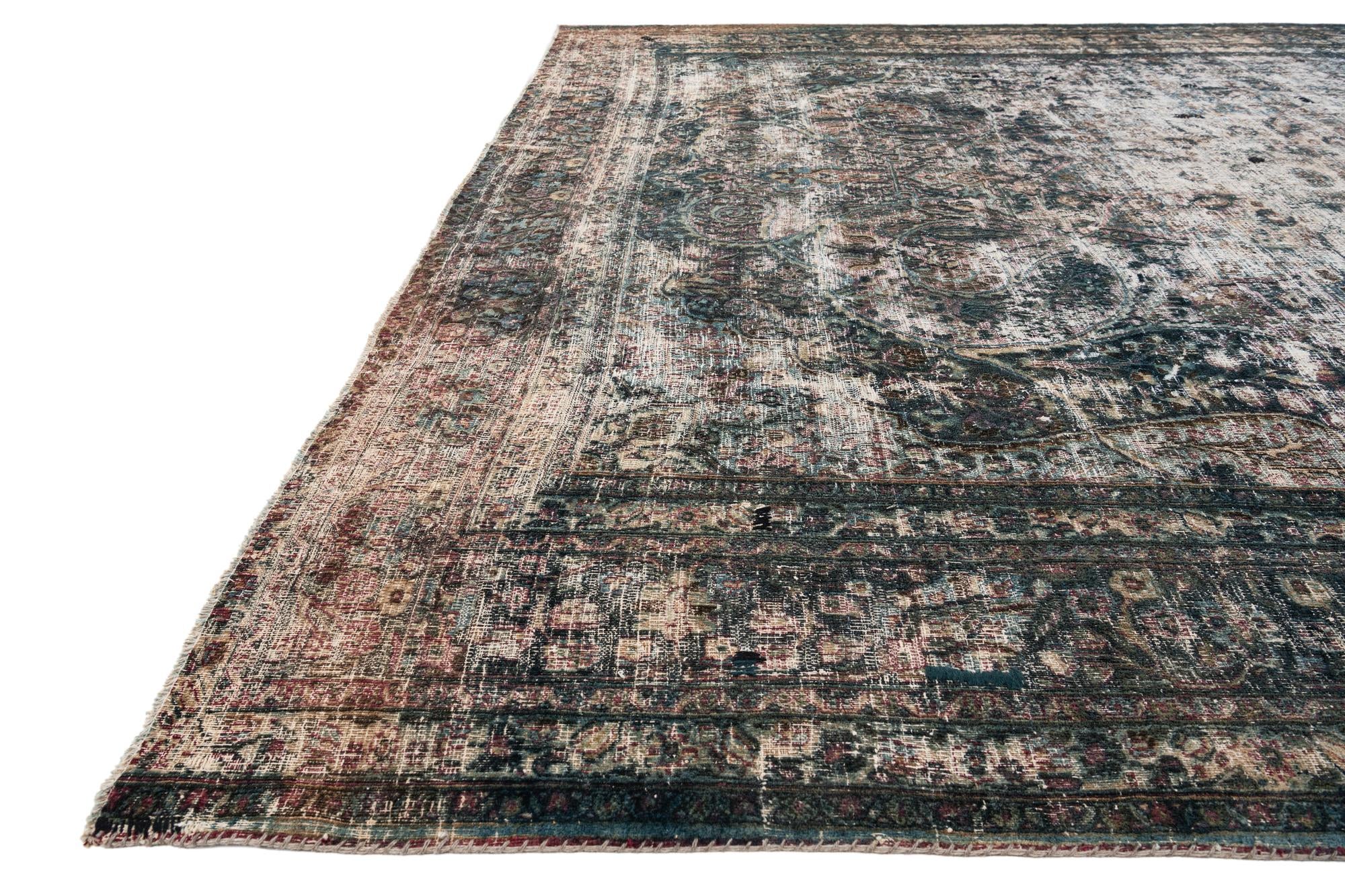 11' x 13' 10 Hand Knotted Ultra Vintage Persian Wool Rug