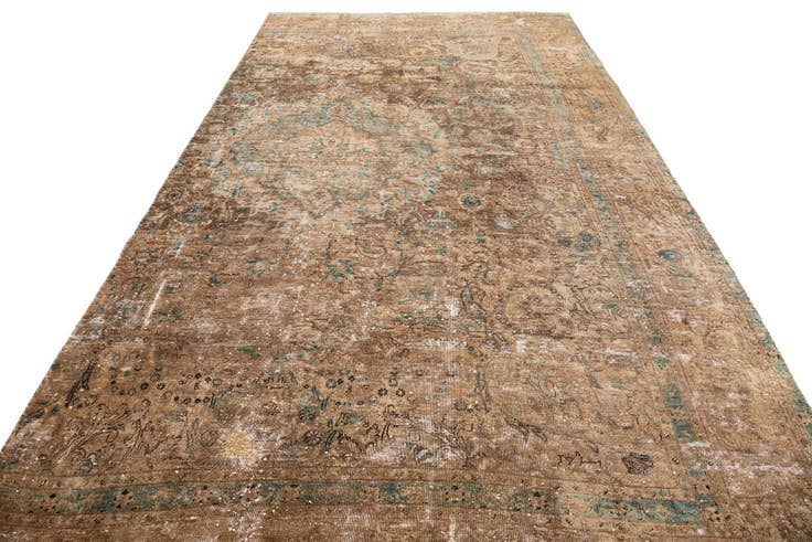 Detail image of 6' 8 x 12' 2 Hand Knotted Ultra Vintage Persian Wool Rug