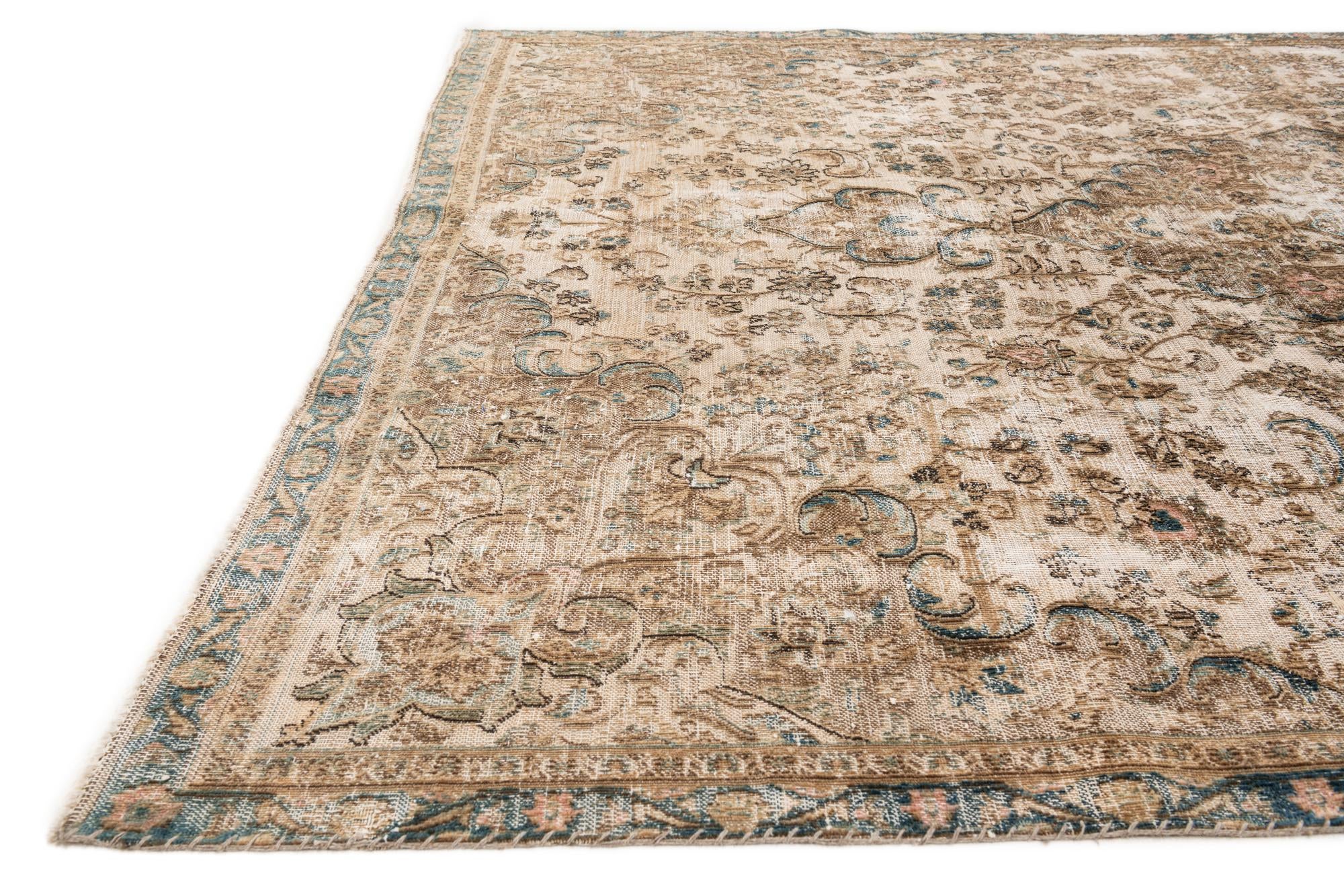 7' 2 x 9' 9 Hand Knotted Ultra Vintage Persian Wool Rug