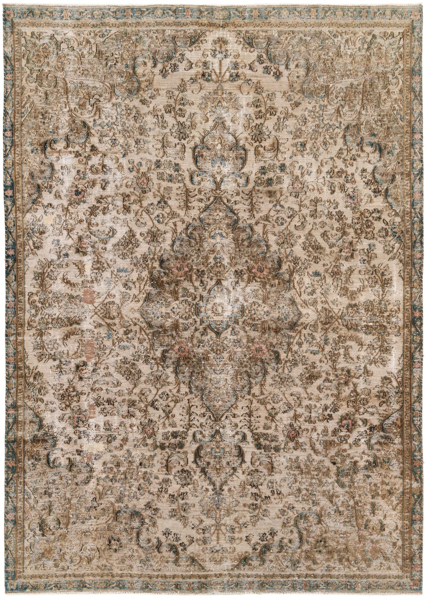 7' 2 x 9' 9 Hand Knotted Ultra Vintage Persian Wool Rug