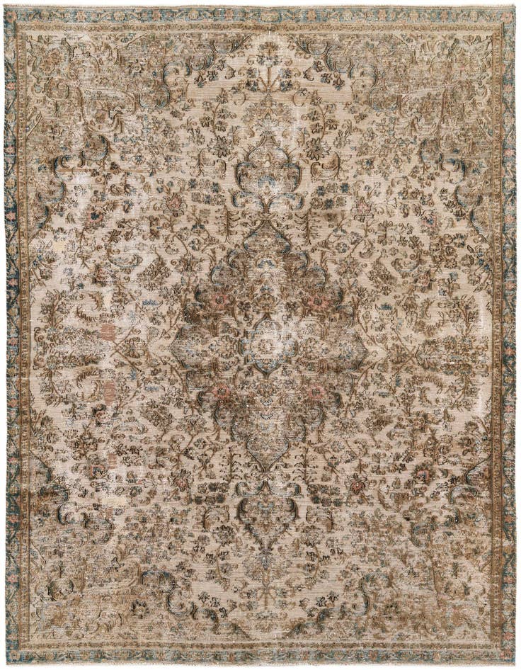 Detail image of 7' 2 x 9' 9 Hand Knotted Ultra Vintage Persian Wool Rug