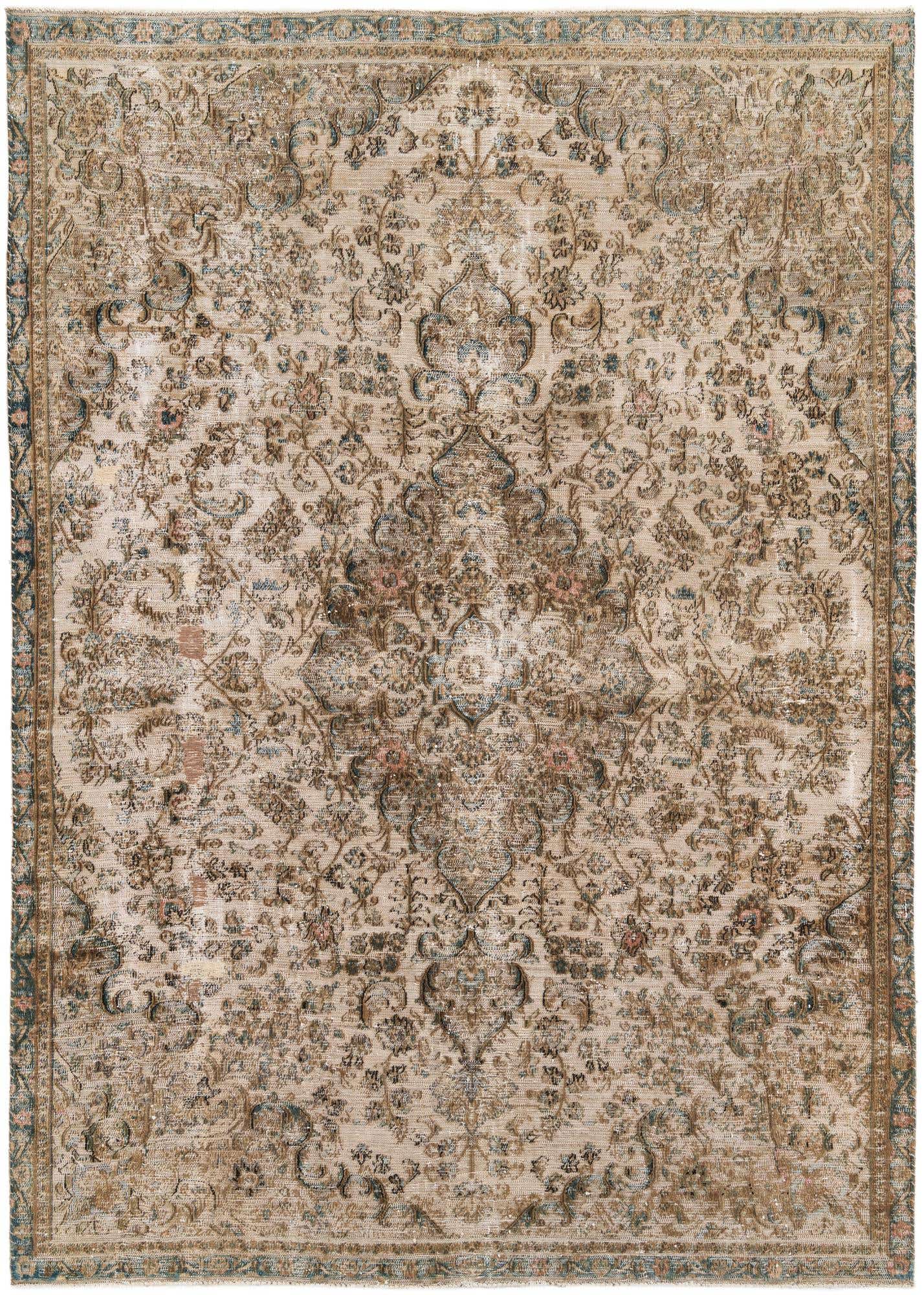 7' 2 x 9' 9 Hand Knotted Ultra Vintage Persian Wool Rug