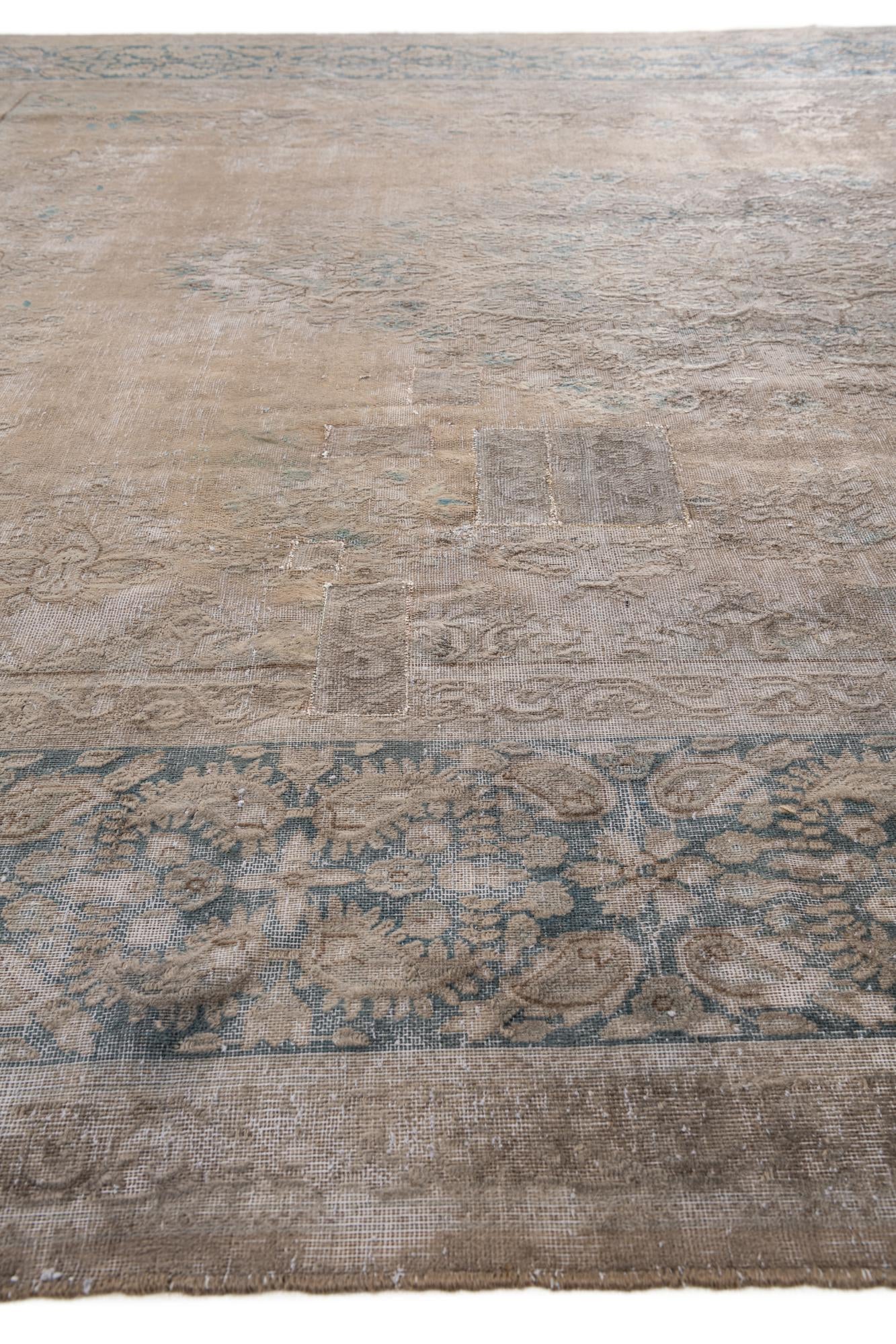 9' 4 x 11' 10 Hand Knotted Ultra Vintage Persian Wool Rug