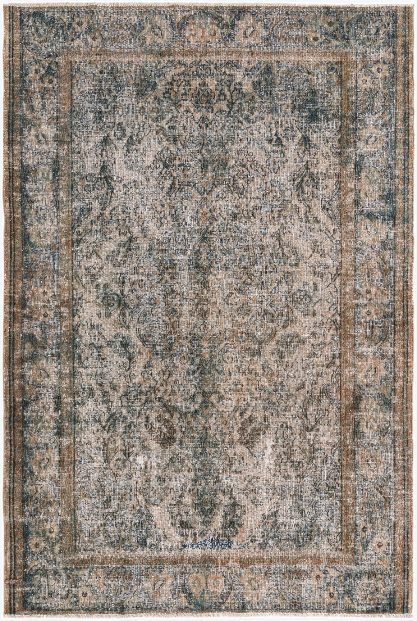 4' 4 x 6' 5 Hand Knotted Ultra Vintage Persian Wool Rug