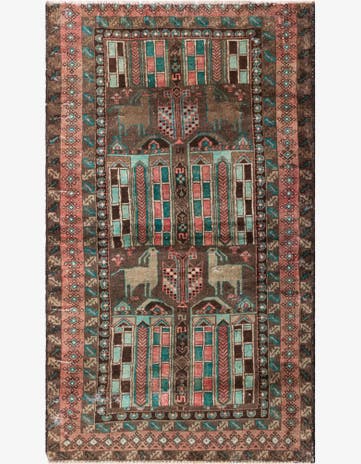 3' 9 x 6' 4 Hand Knotted Ultra Vintage Persian Wool Rug