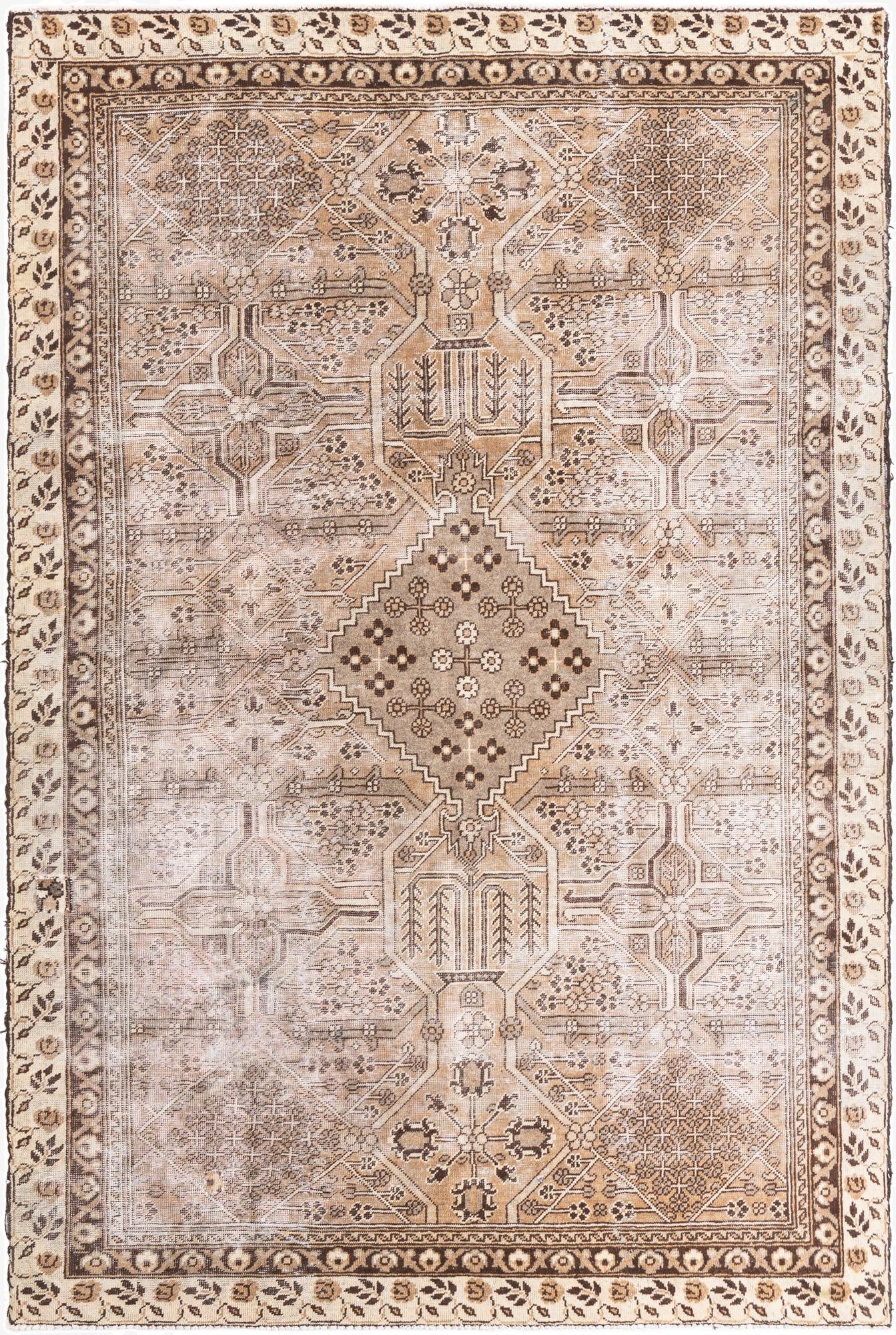 6' 2 x 9' 3  Hand Knotted Ultra Vintage Persian Wool Rug