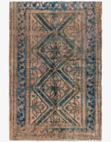 4' 6 x 7' Hand Knotted Ultra Vintage Persian Wool Rug