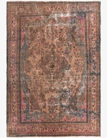 6' 7 x 9' 8 Hand Knotted Ultra Vintage Persian Wool Rug