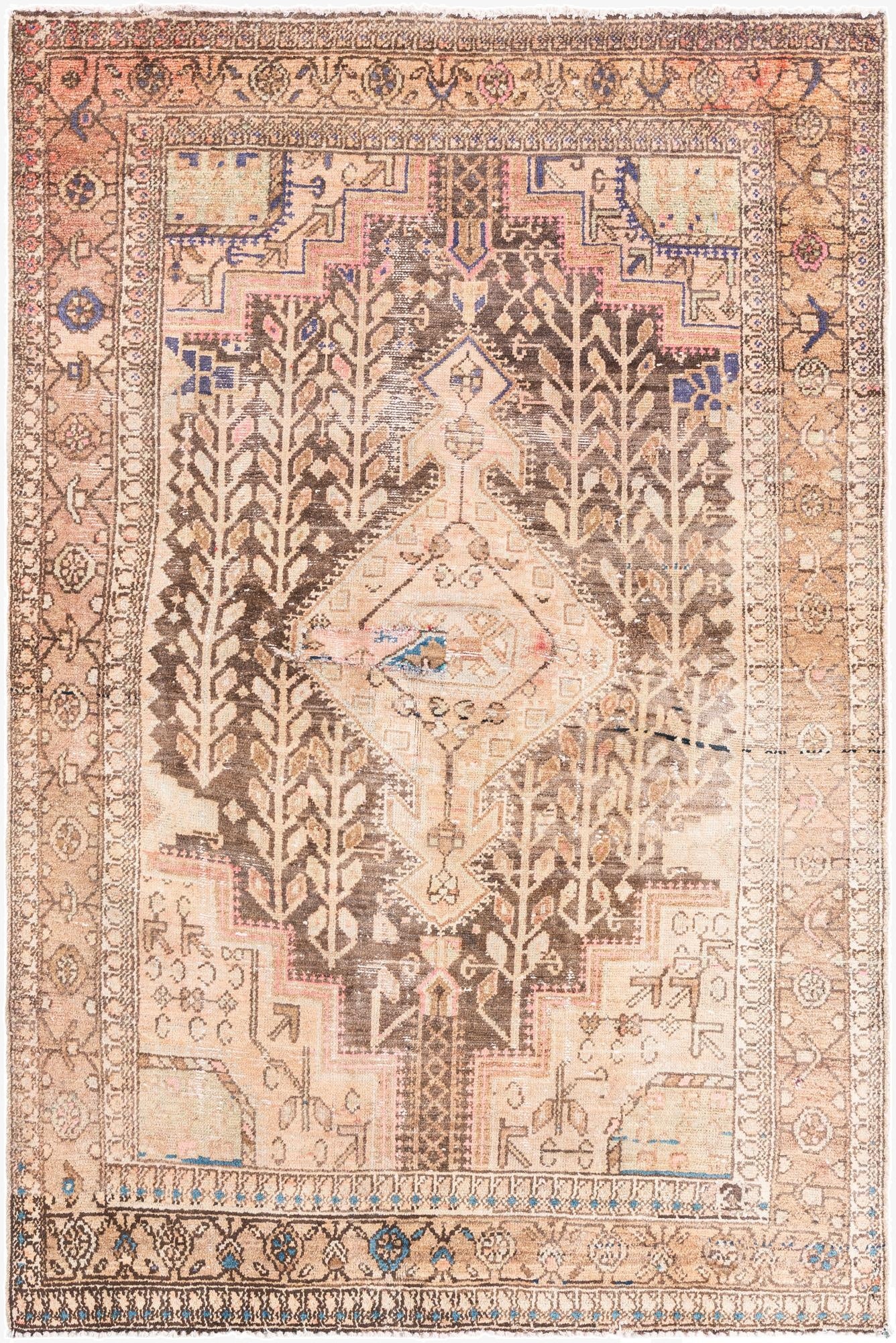 4' 6 x 6' 7  Hand Knotted Ultra Vintage Persian Wool Rug