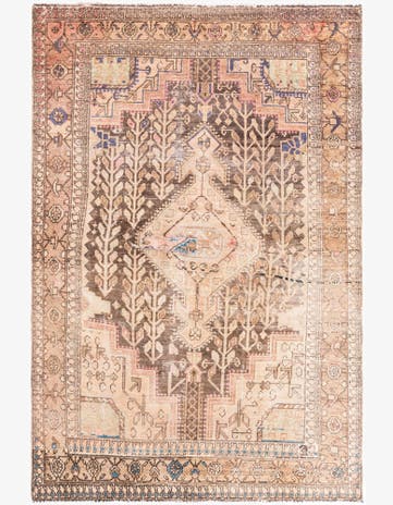 4' 6 x 6' 7 Hand Knotted Ultra Vintage Persian Wool Rug