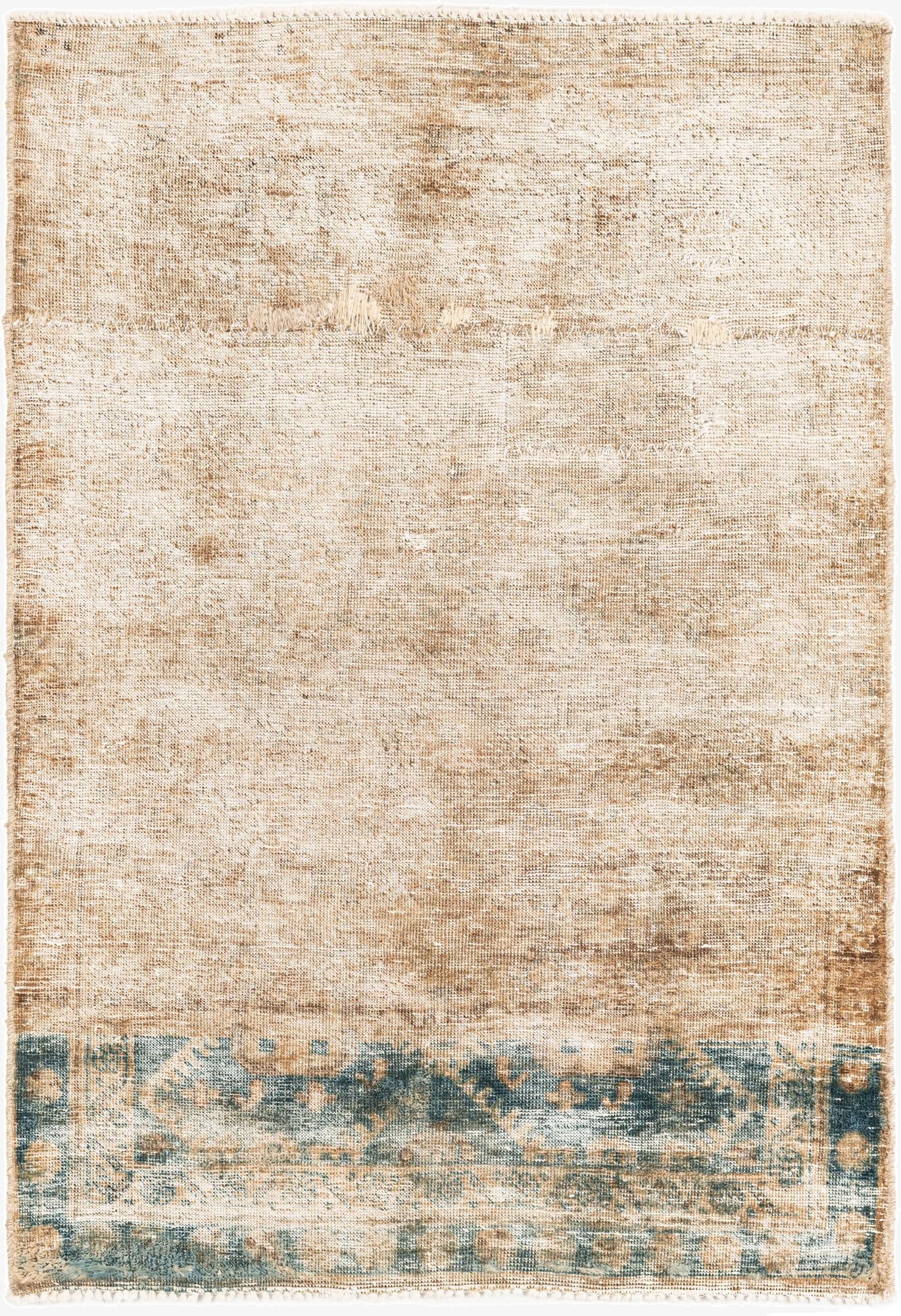 3' 4 x 4' 9  Hand Knotted Ultra Vintage Persian Wool Rug