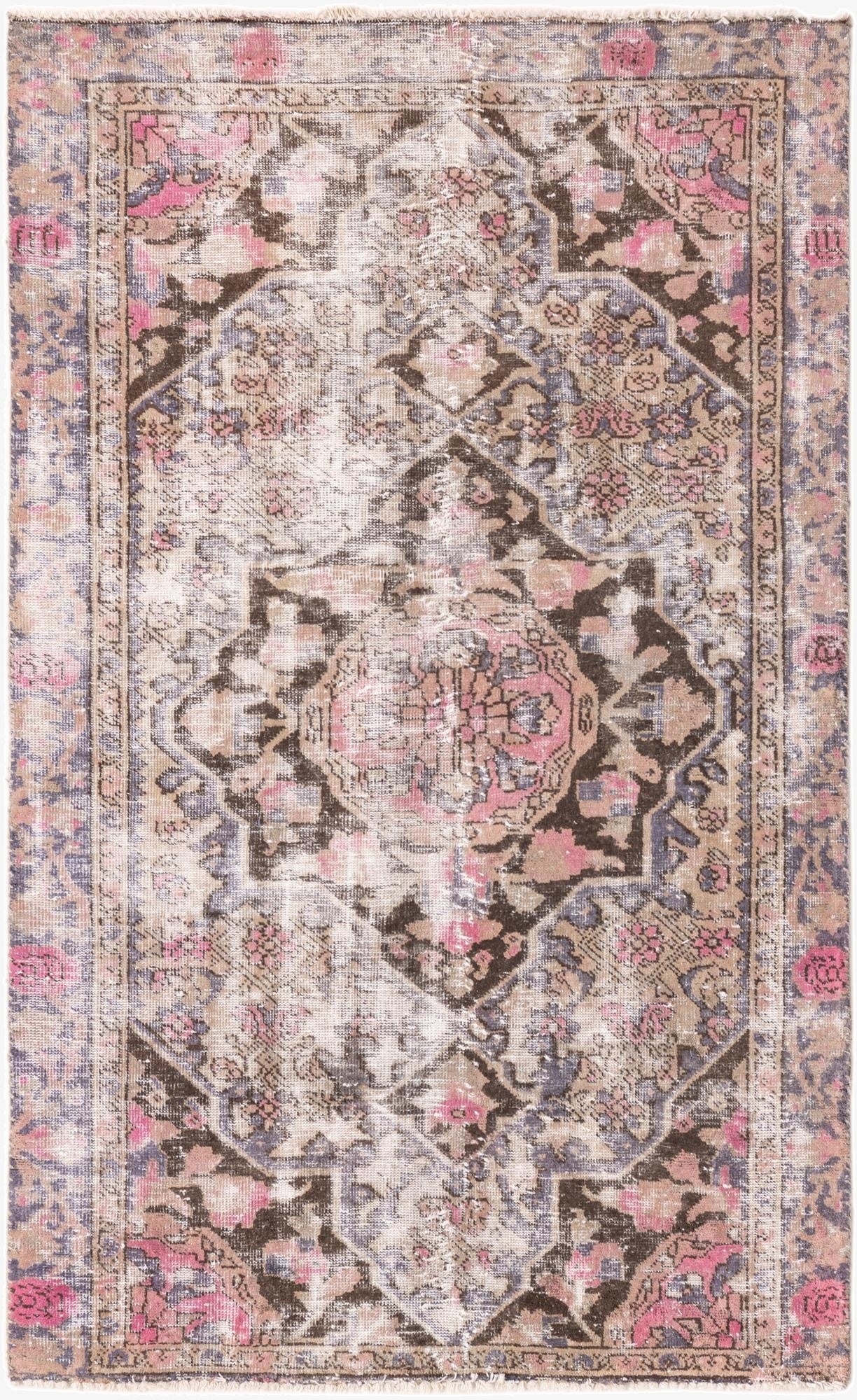 4' x 6' 3  Hand Knotted Ultra Vintage Persian Wool Rug