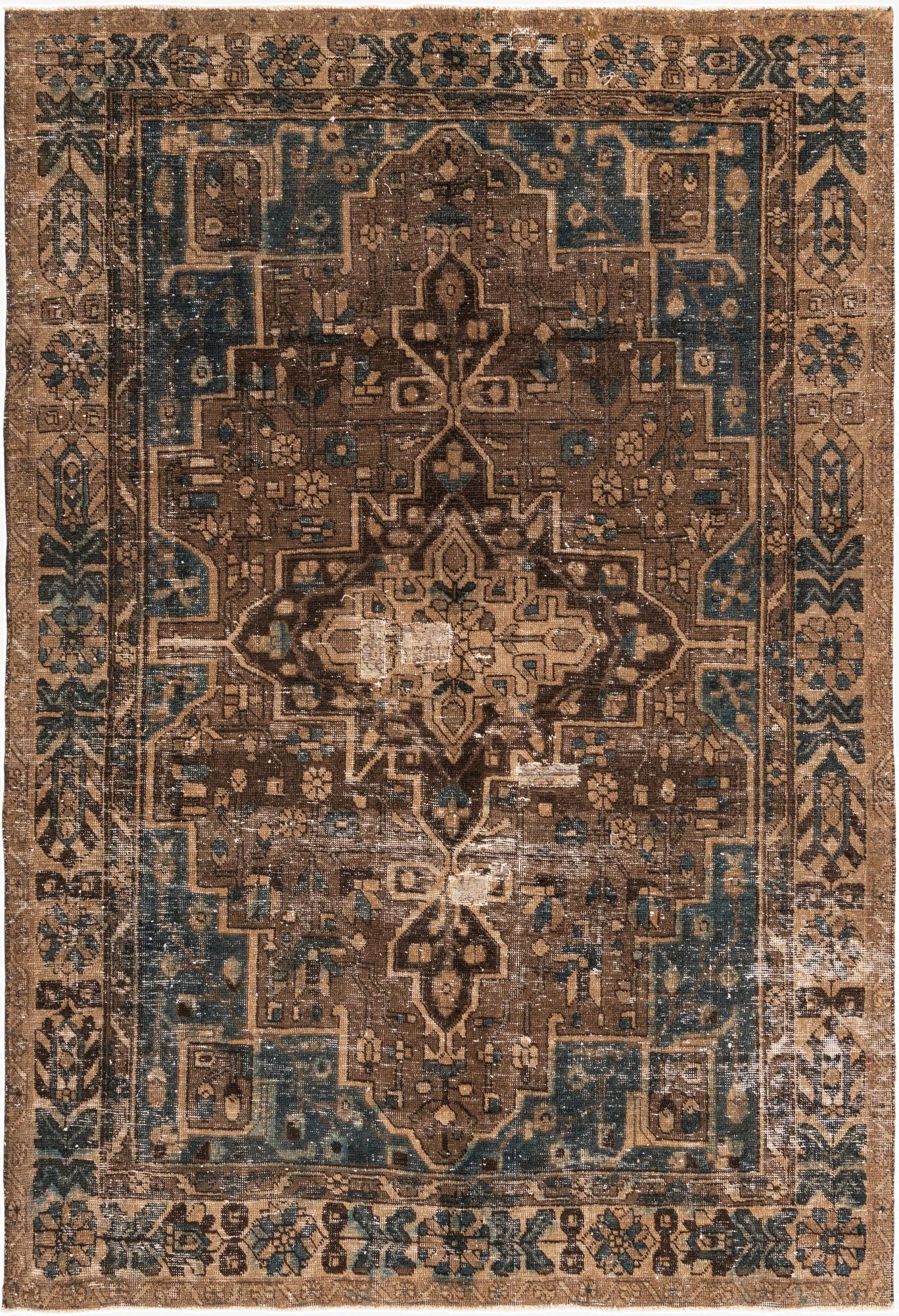 6' 4 x 9' 5  Hand Knotted Ultra Vintage Persian Wool Rug