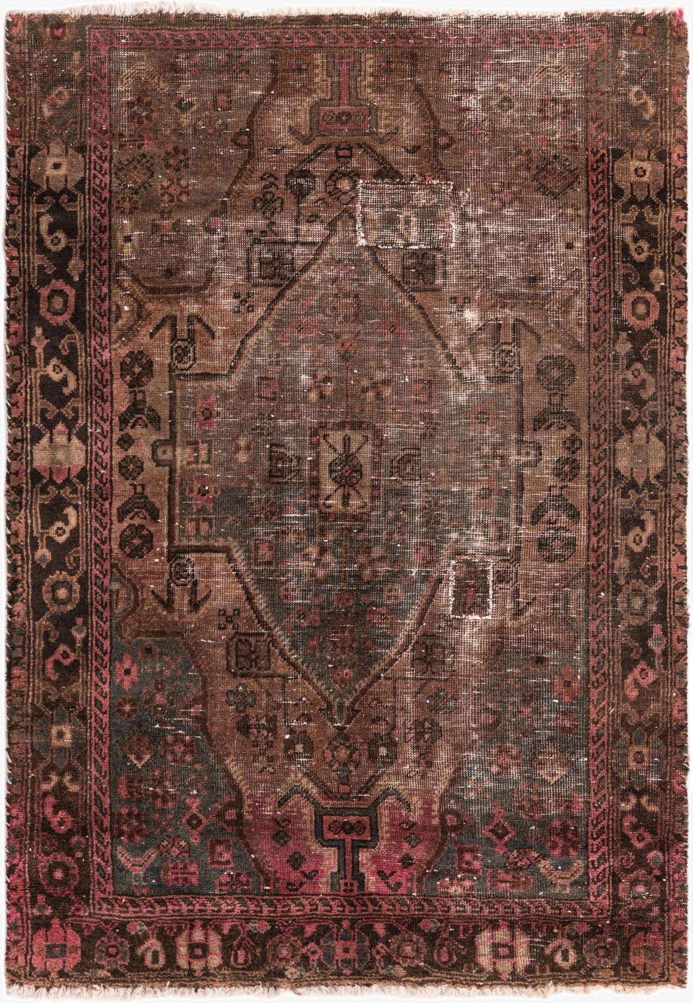 4' x 5' 9  Hand Knotted Ultra Vintage Persian Wool Rug