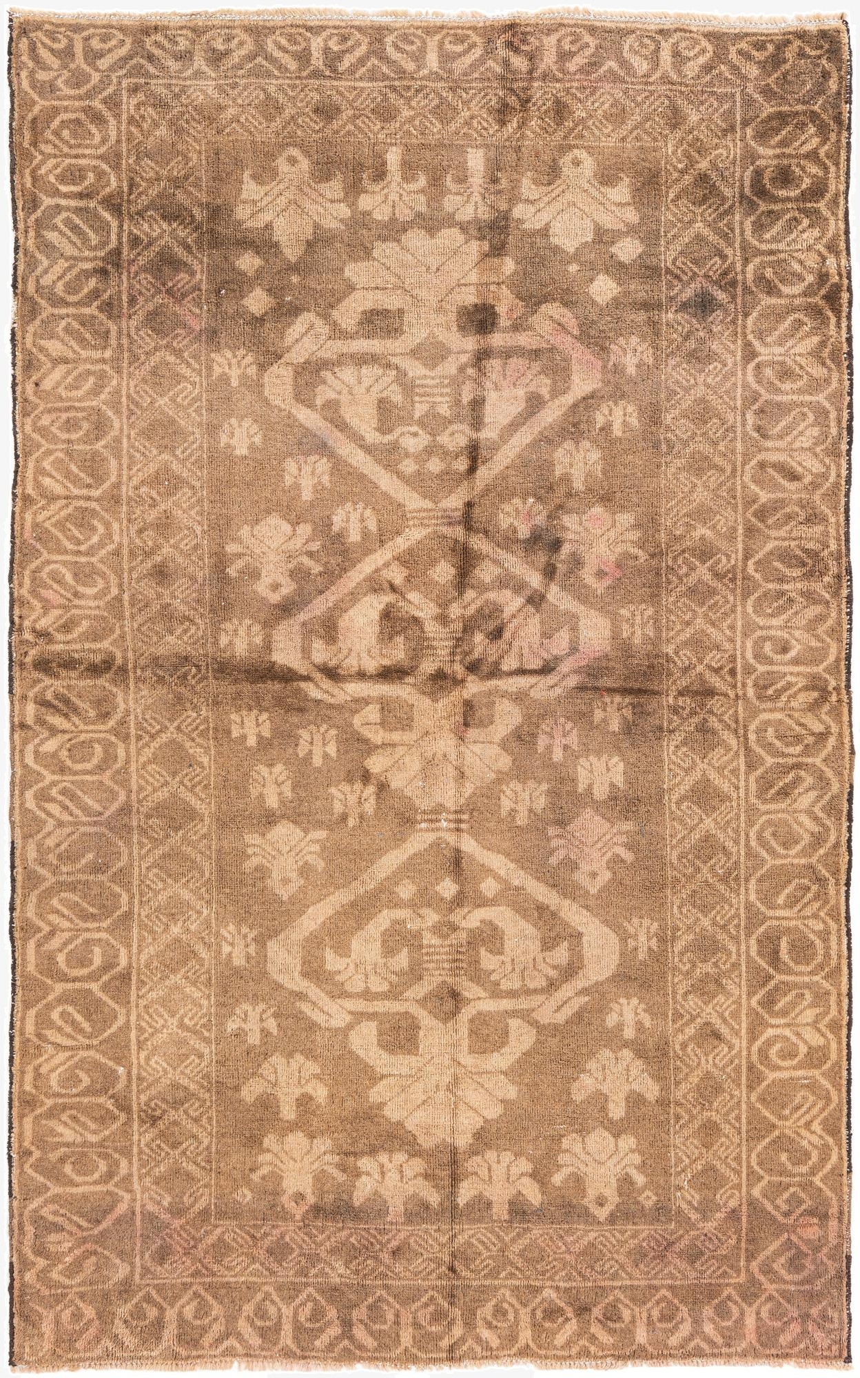 4' x 6' 2  Hand Knotted Ultra Vintage Persian Wool Rug