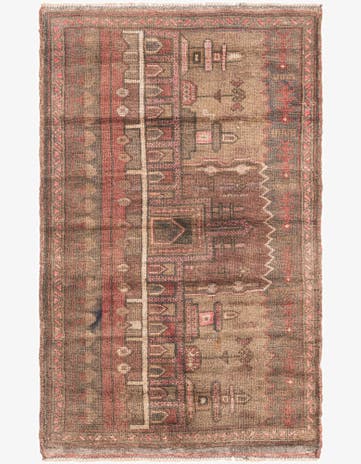 2' 10 x 4' 8 Hand Knotted Ultra Vintage Persian Wool Rug