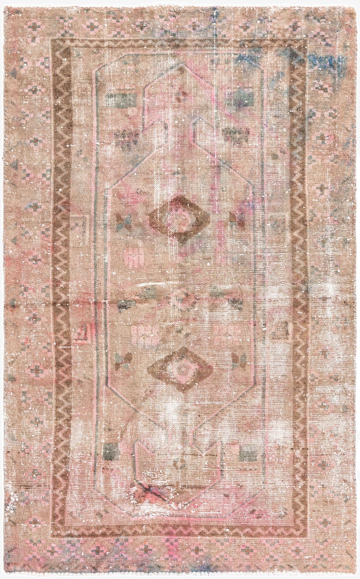 4' x 6' 9  Hand Knotted Ultra Vintage Persian Wool Rug