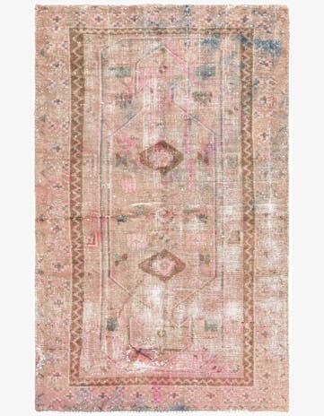 4' x 6' 9 Hand Knotted Ultra Vintage Persian Wool Rug
