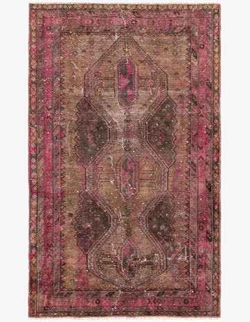 4' 9 x 7' 8 Hand Knotted Ultra Vintage Persian Wool Rug